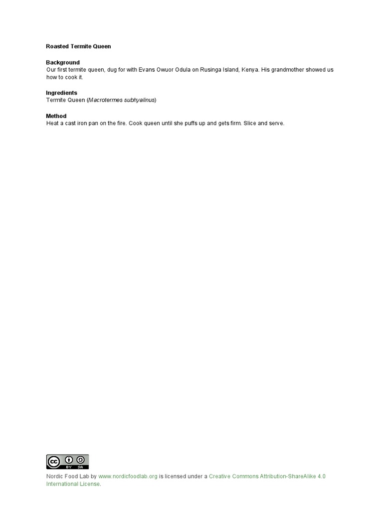 How to Cook Roasted Termite Queen | PDF