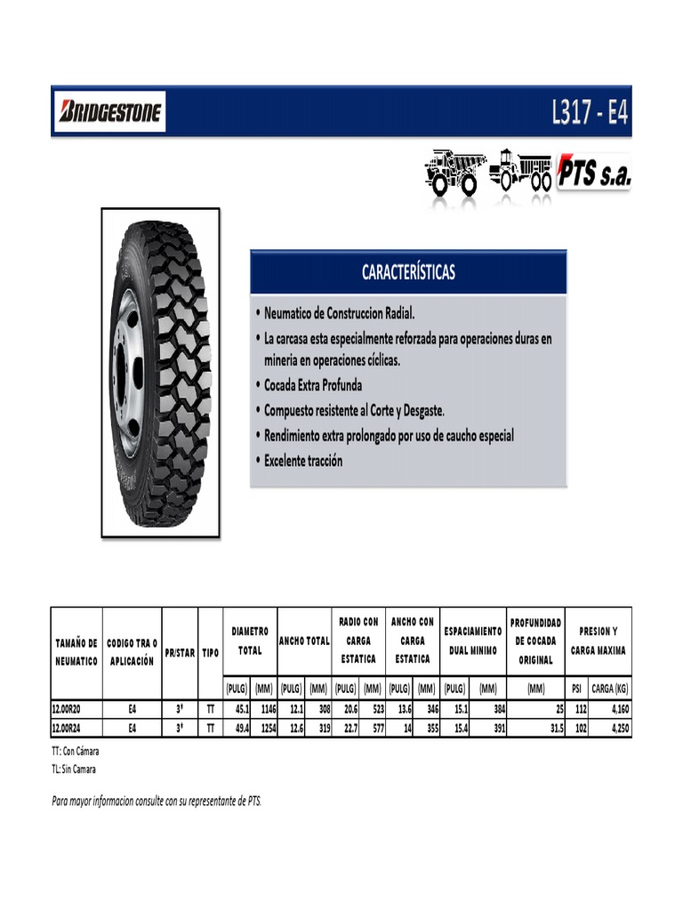Llantas Radiales Bridgestone L317 E4 | PDF | Tecnología