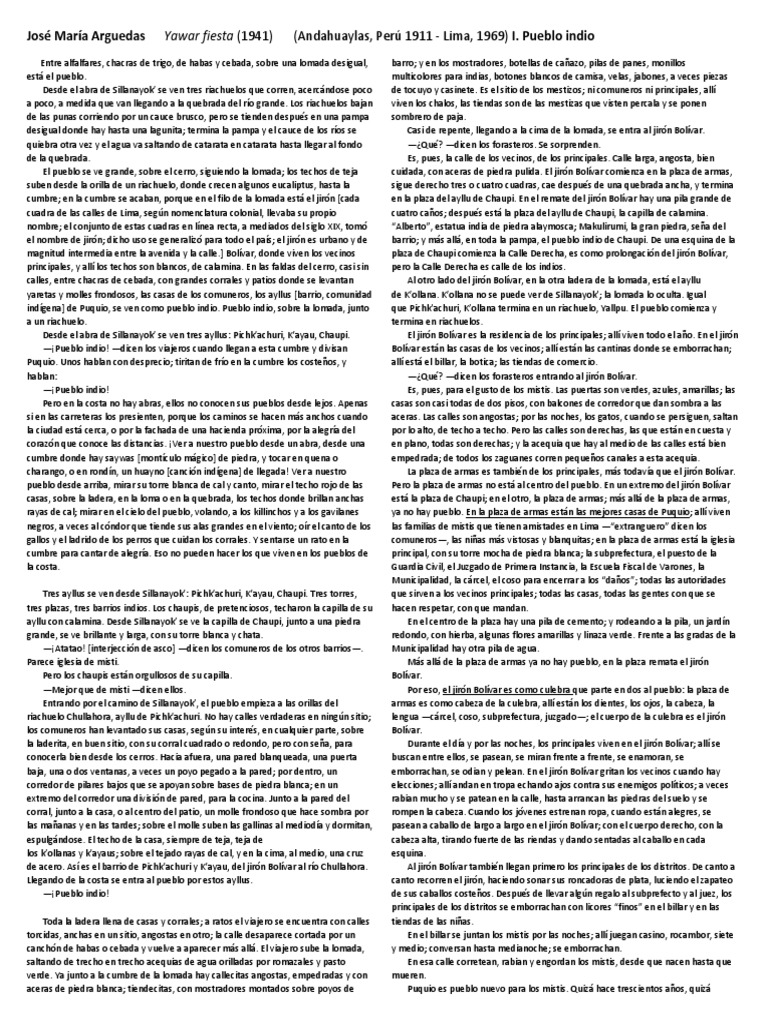 José María Arguedas Yawar Fiesta PDF