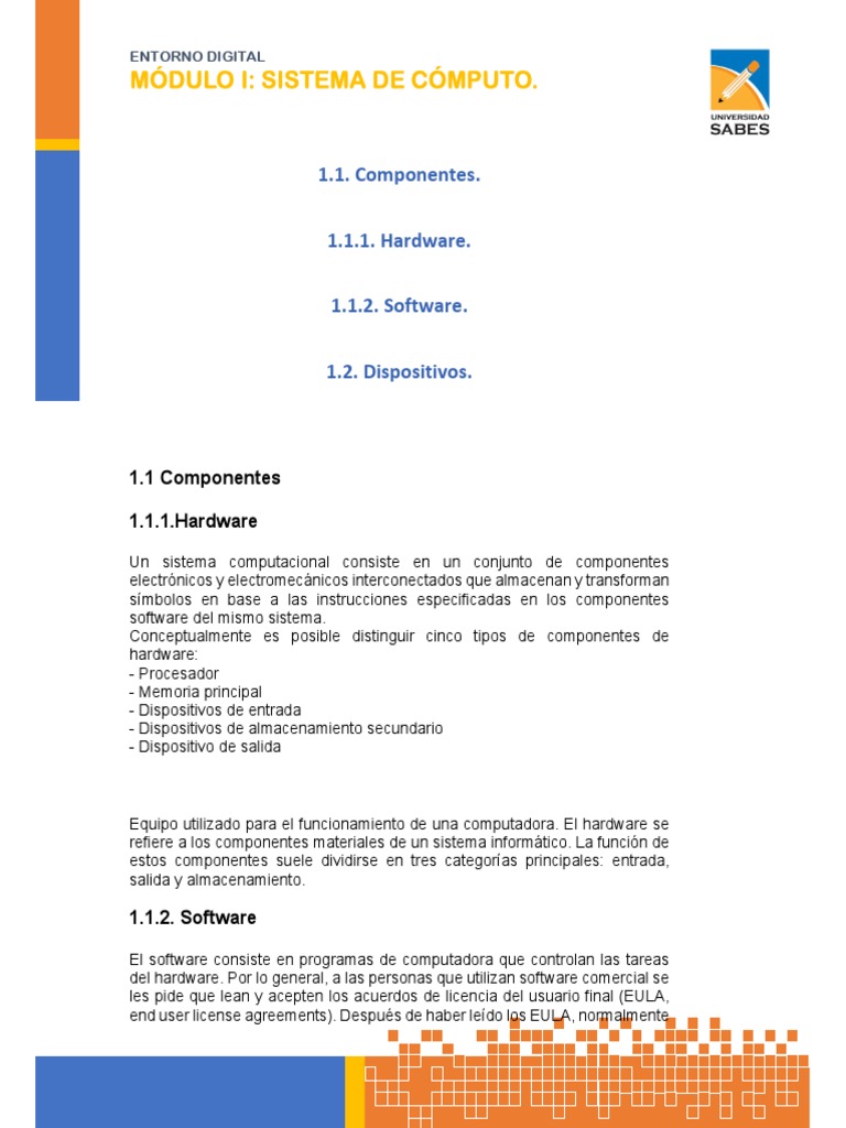 1.1 Componentes | PDF | Hardware de la computadora | Disco compacto