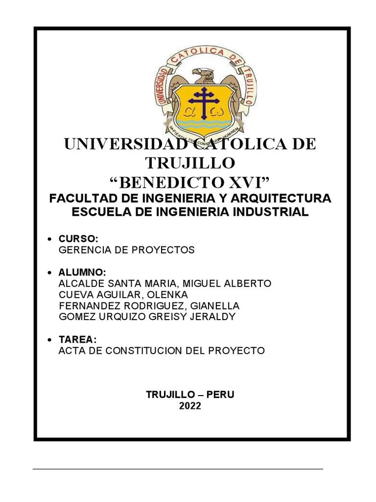 Acta de Constitucion Del Proyecto | PDF | Presupuesto