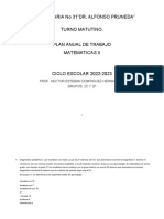 ESCUELA SECUNDARIA No 31 PLAN ANUAL MATEMATICAS II  2022-2023