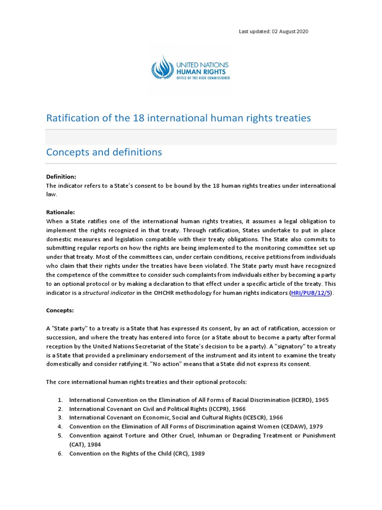 Ratification of 18 Human Rights Treaties | PDF | Treaty | Children's Rights