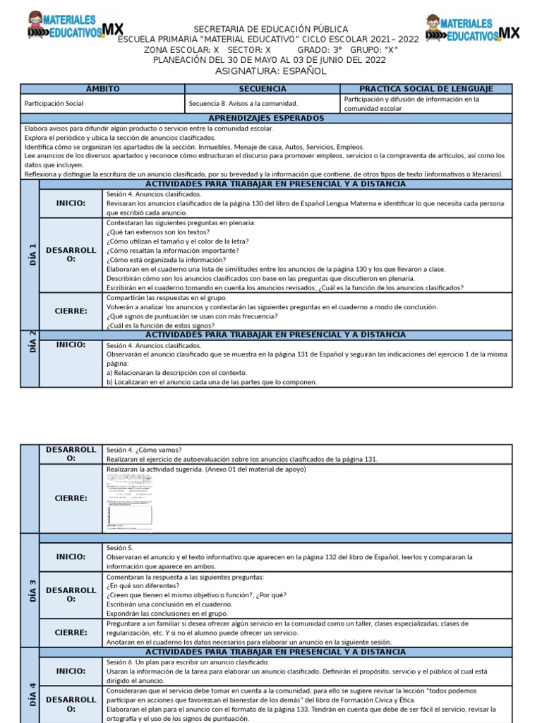 Planeación 3 Er Grado Semana 36 | PDF | Educación primaria | Evaluación