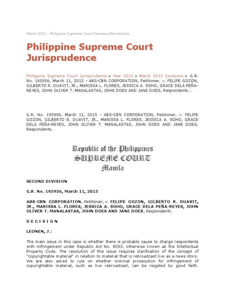 ABSCBN Versus GOZON PDF Probable Cause Idea