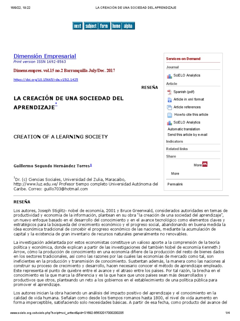 Creación de una Sociedad del Aprendizaje | PDF | Aprendizaje | Innovación