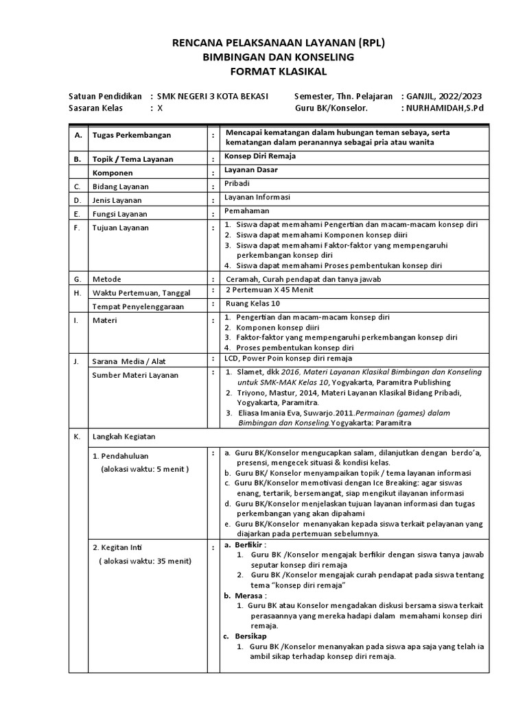 RPL BK Konsep Diri Remaja | PDF