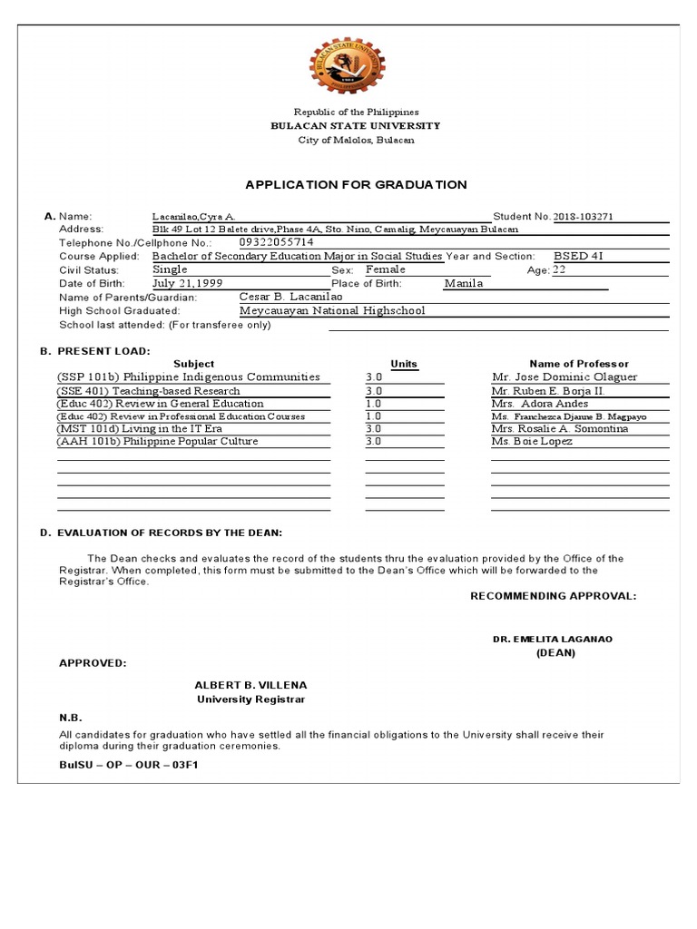 Application For Grad | PDF | Educational Stages