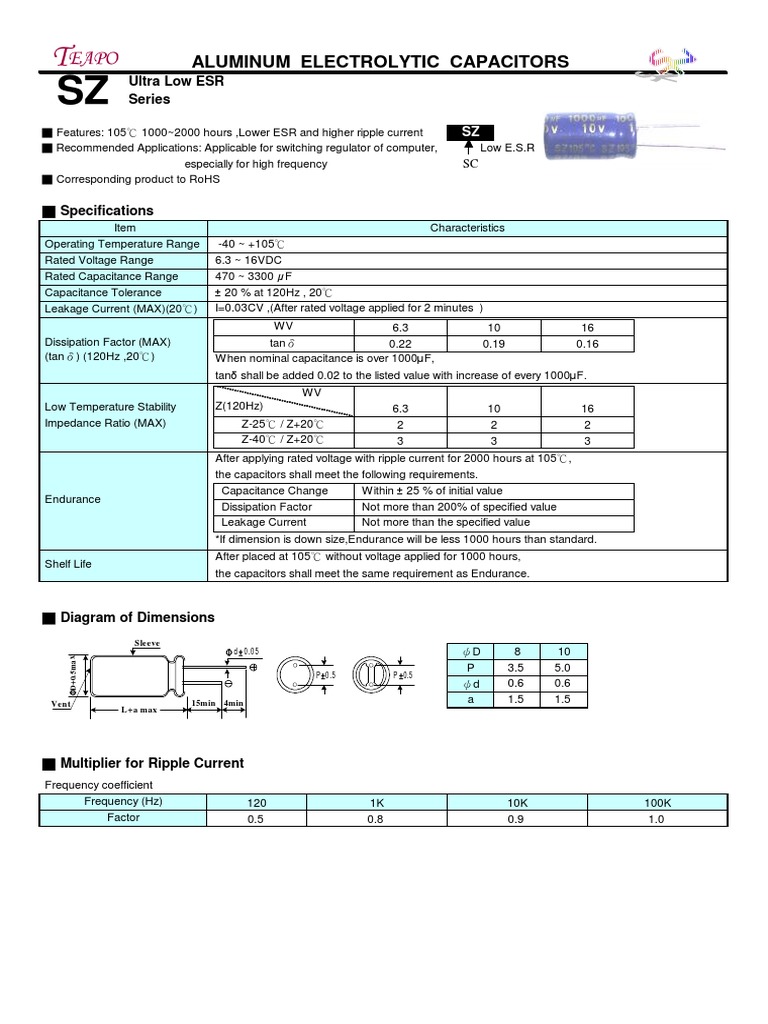 Teapo SZ | PDF | Capacitor | Electrical Equipment