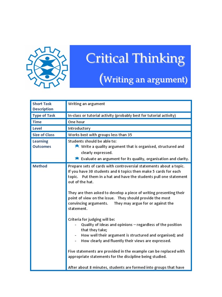 Which Claim Is Not Defensible-Argumentation and Critical Thinking