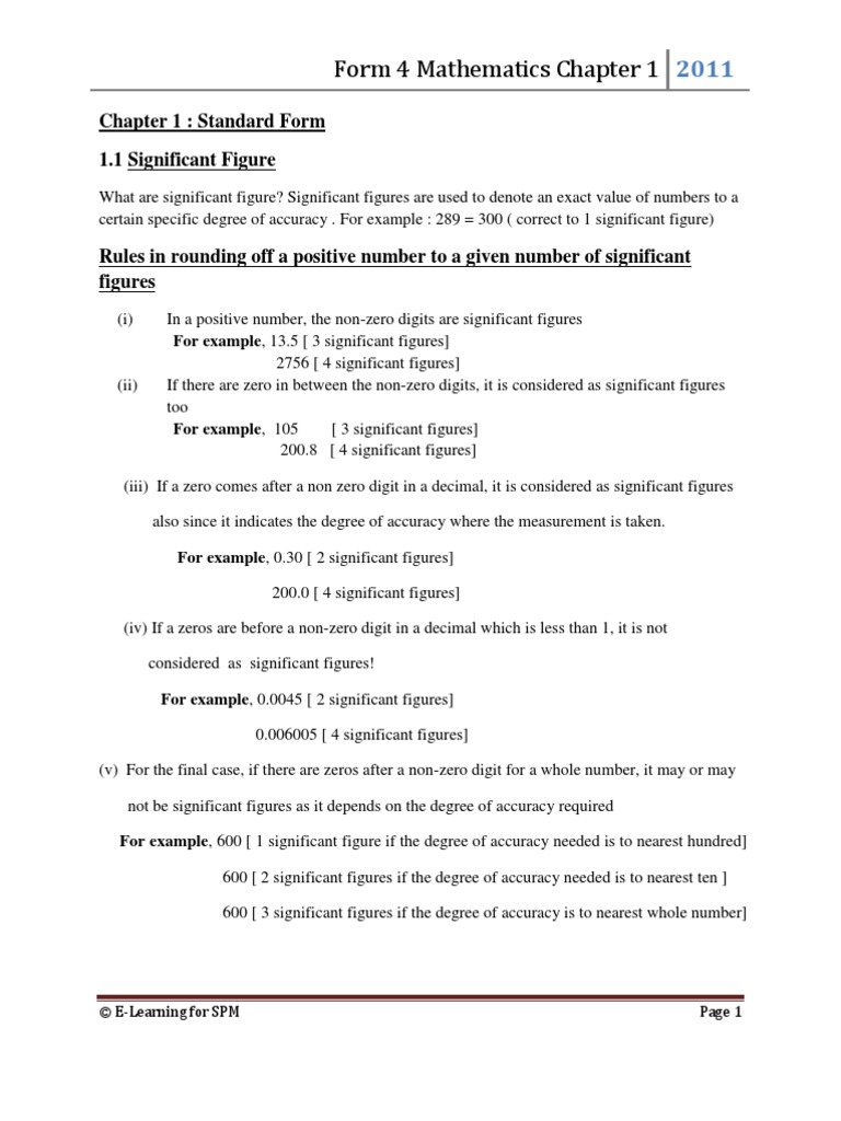 Form 4 Mathematics Chapter 1 | Significant Figures | Numbers