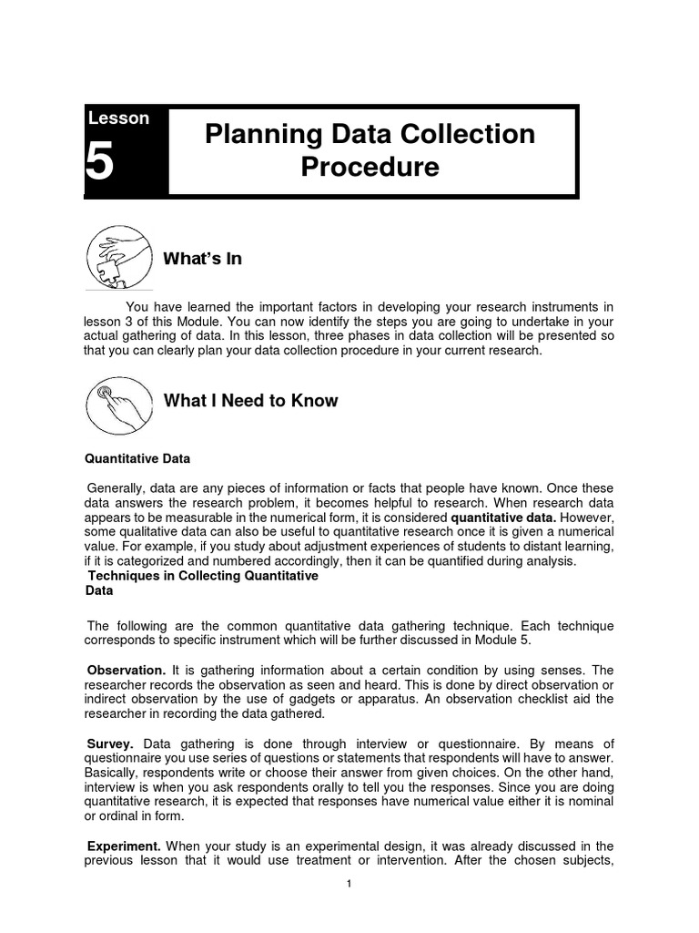 Research Planning Data Collection Procedure PDF Observation