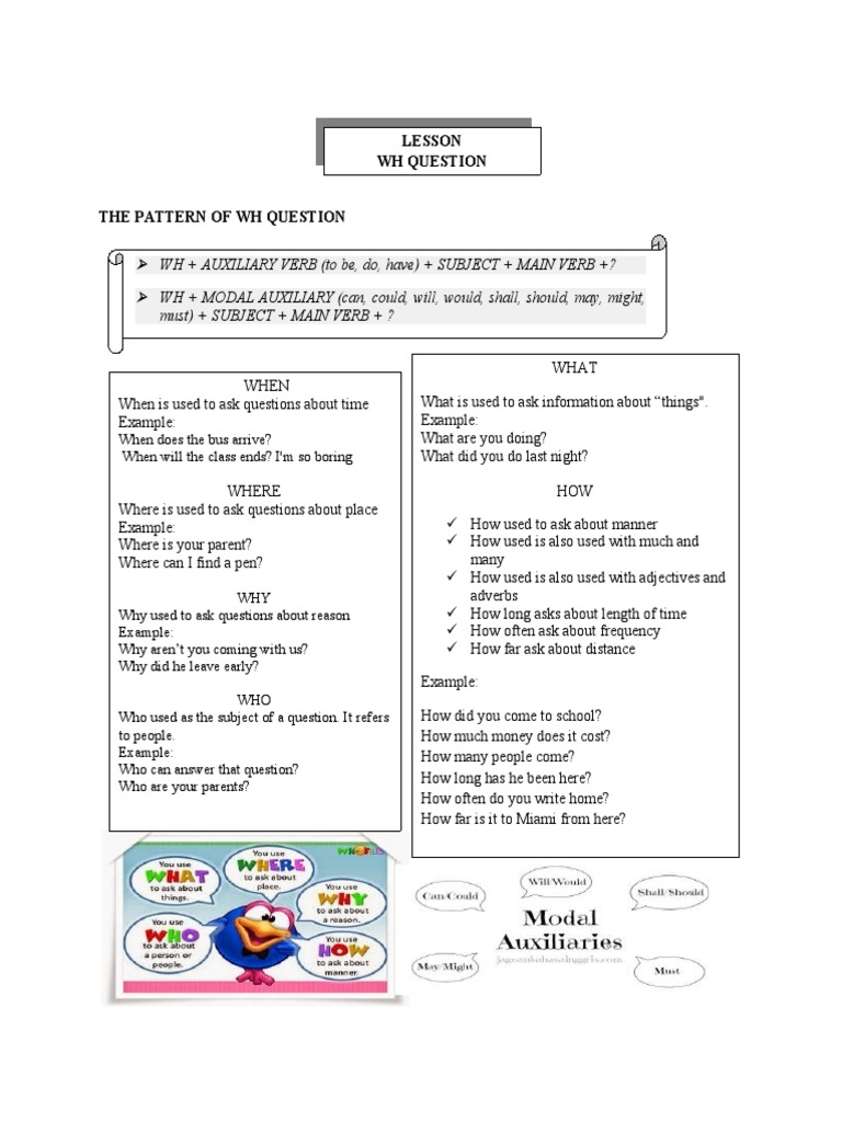 Materi 4 WH QUESTION | PDF | Verb | Question