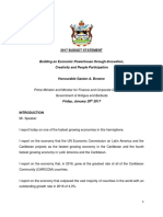 2017 BUDGET STATEMENT Building an Economic Powerhouse through Innovation, Creativity and People Participation Honourable Gaston A. Browne Prime Minister and Minister for Finance and Corporate Governance Government of Antigua and Barbuda Friday, January 20th 2017