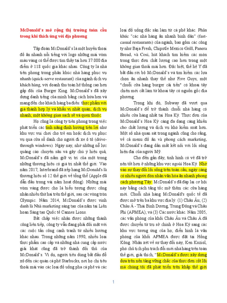 Mcdonalds Case Study | PDF