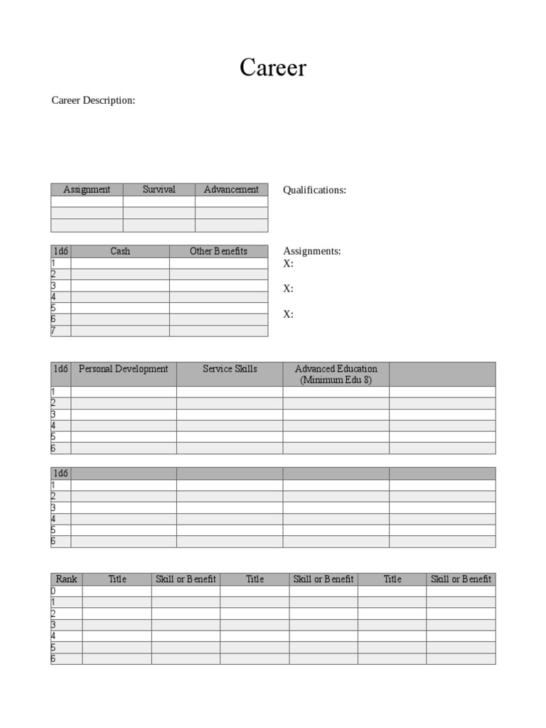 Career Sheet Blank | PDF