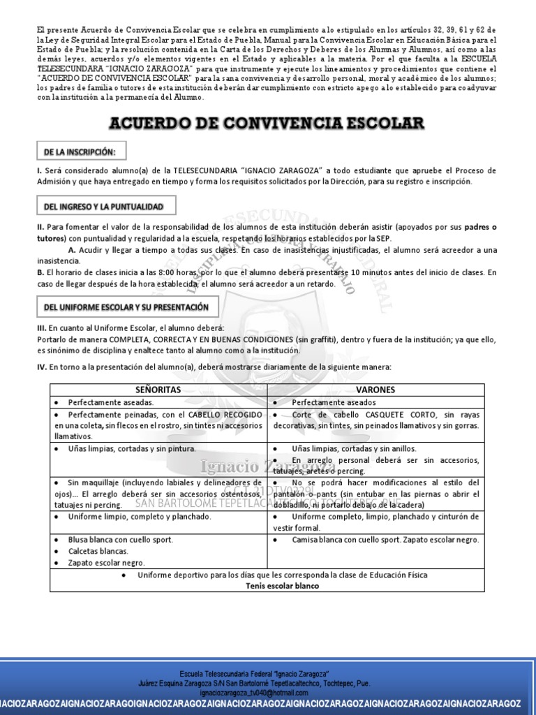 Acuerdo de Convivencia Escolar 2025 | PDF | Comportamiento