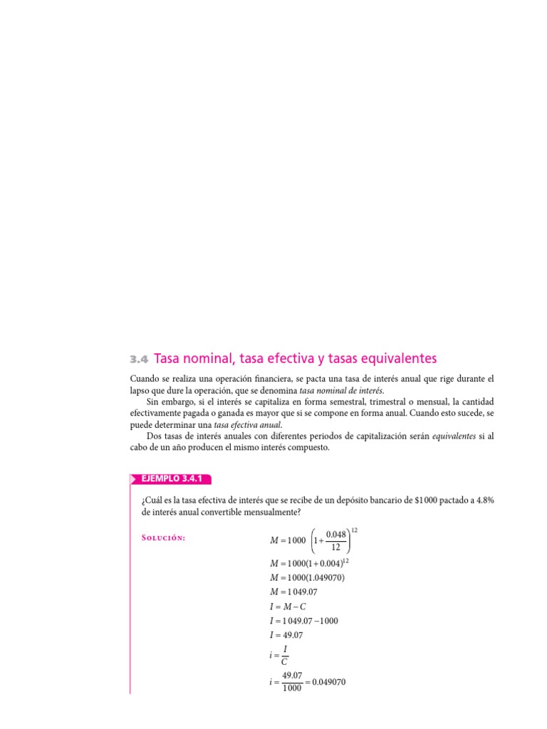 Tasa Nominal y Efectiva: Ejercicios Resueltos | PDF | Interés | Tasas ...