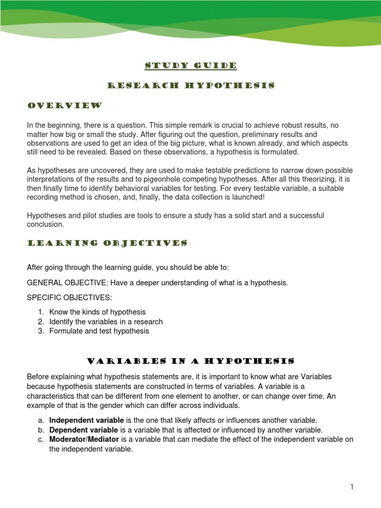 Understanding Hypotheses in Research | PDF | Hypothesis | Theory