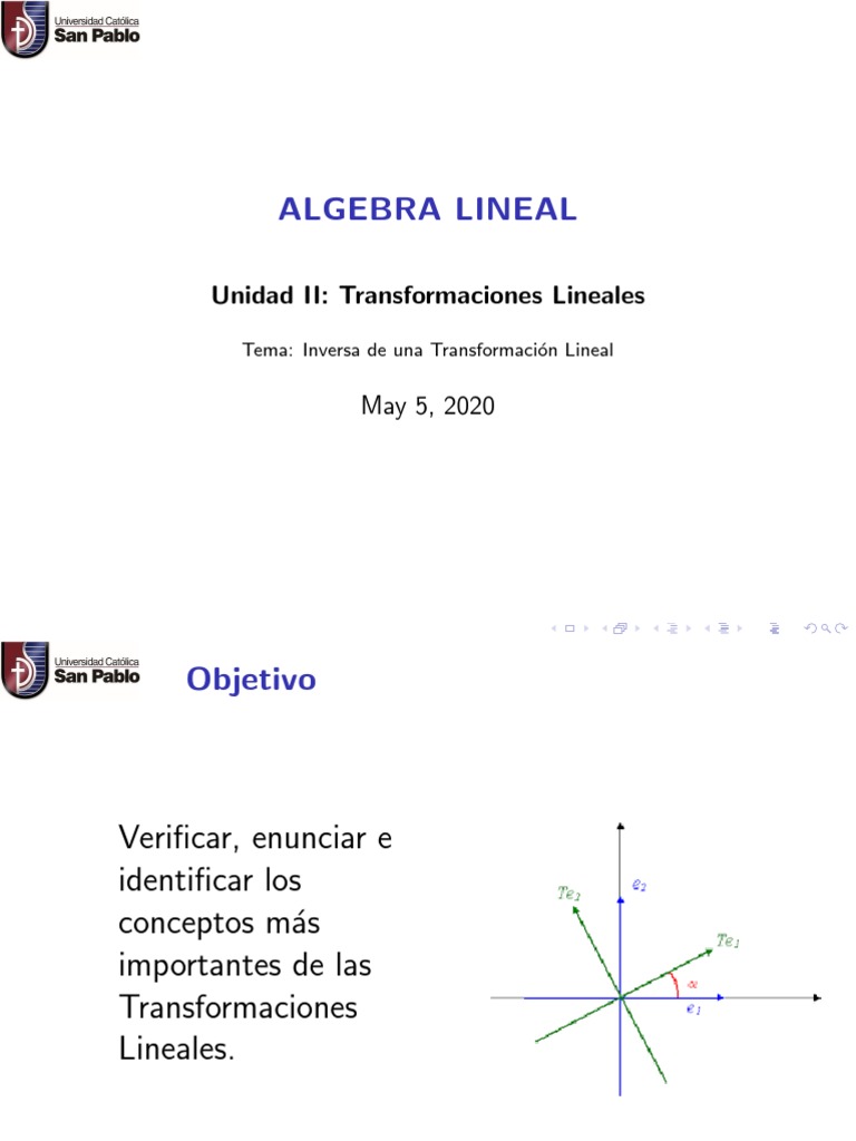 Diapositivas - AL - 2020-01 - Inversa de Una Transformación Lineal ...