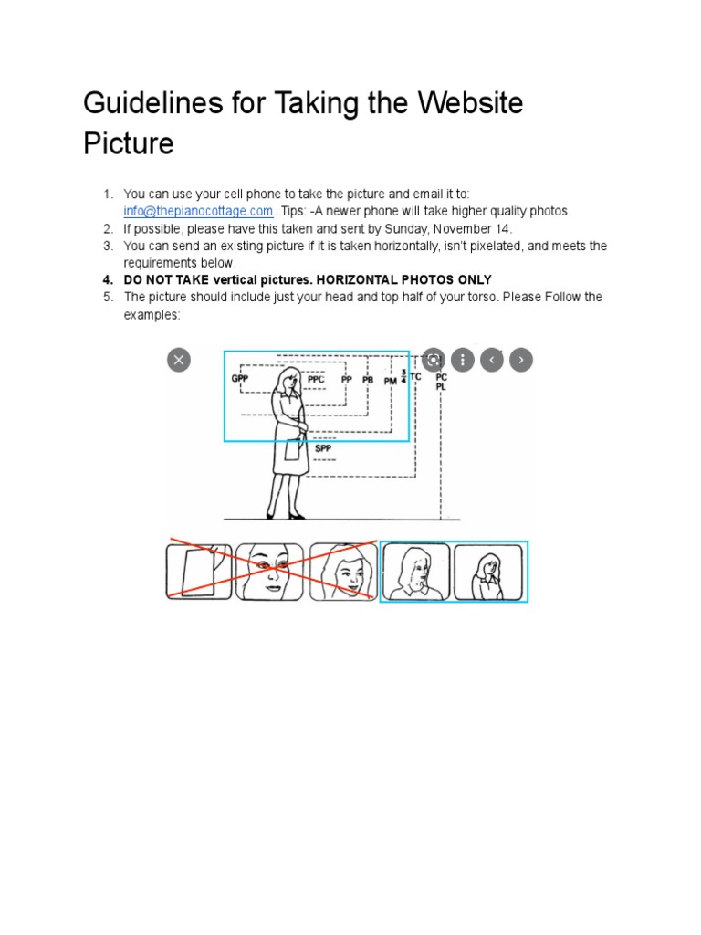 Guidelines For Taking The Website Picture | PDF