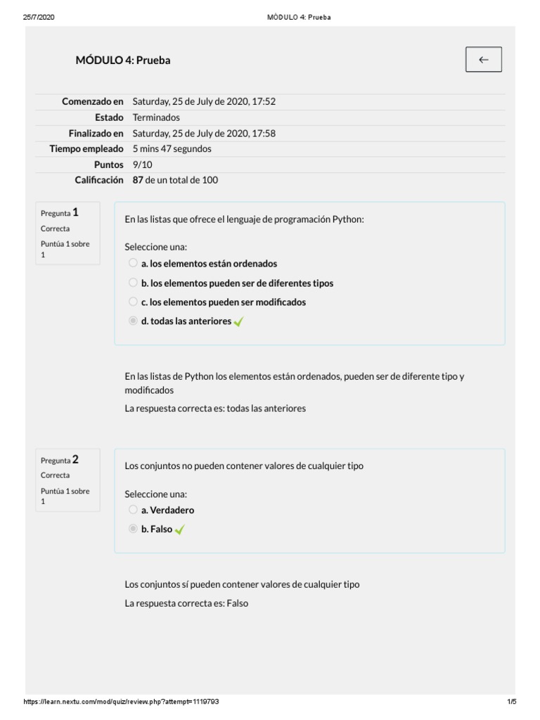 Módulo 4 - Prueba 2 | PDF | Python (lenguaje de programación) | Tipo de ...