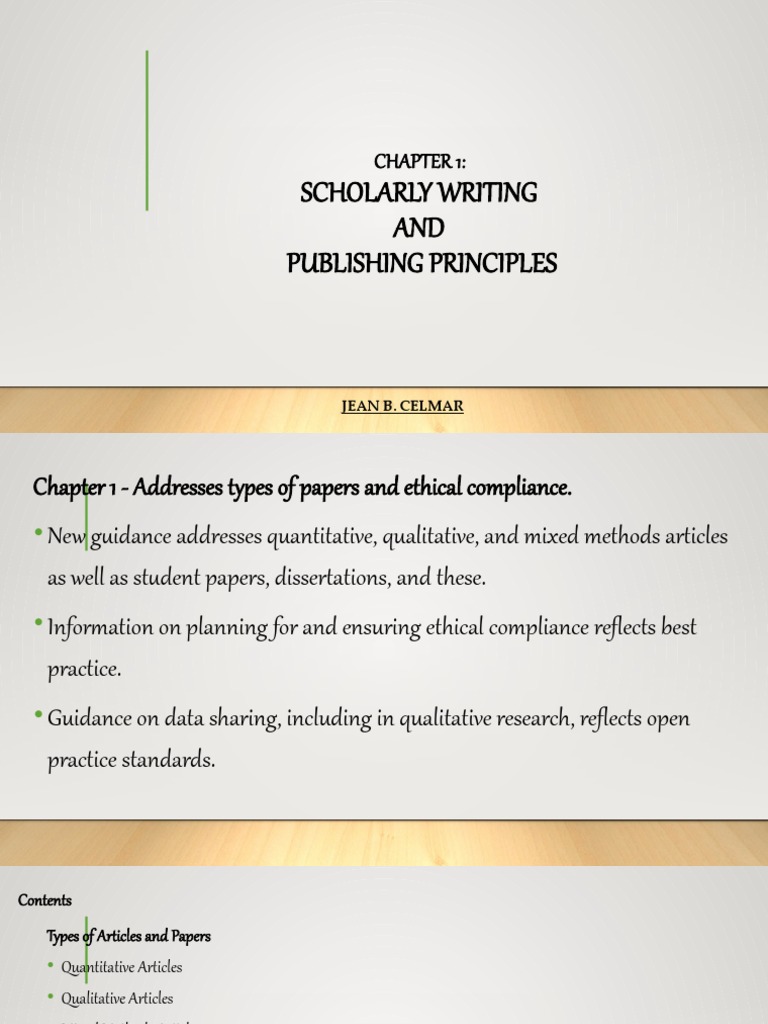 Chapter 1 Scholarly Writing and Publishing Principle | PDF ...