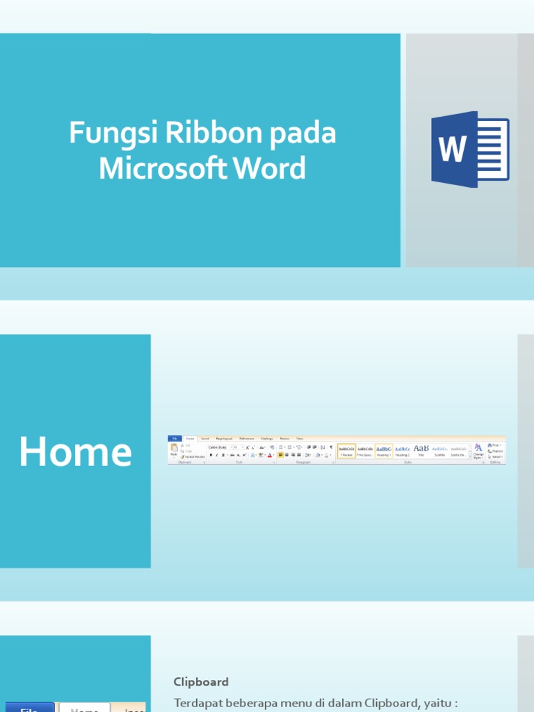 Fungsi Menu Ribbon di Microsoft Word | PDF | Griya & Taman | Komputer