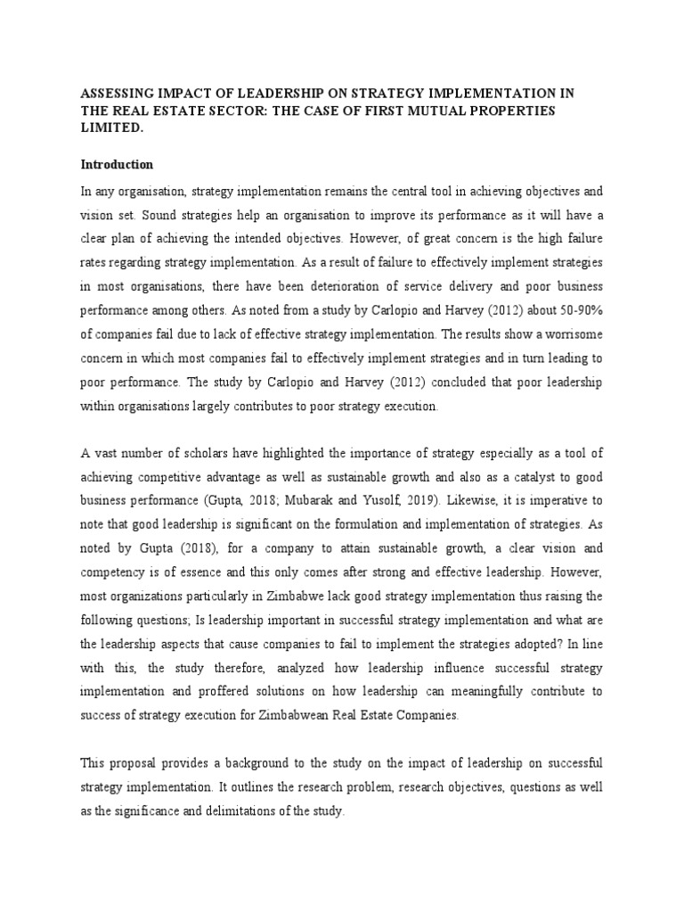 Assessing the Impact of Leadership on Strategy Implementation in the