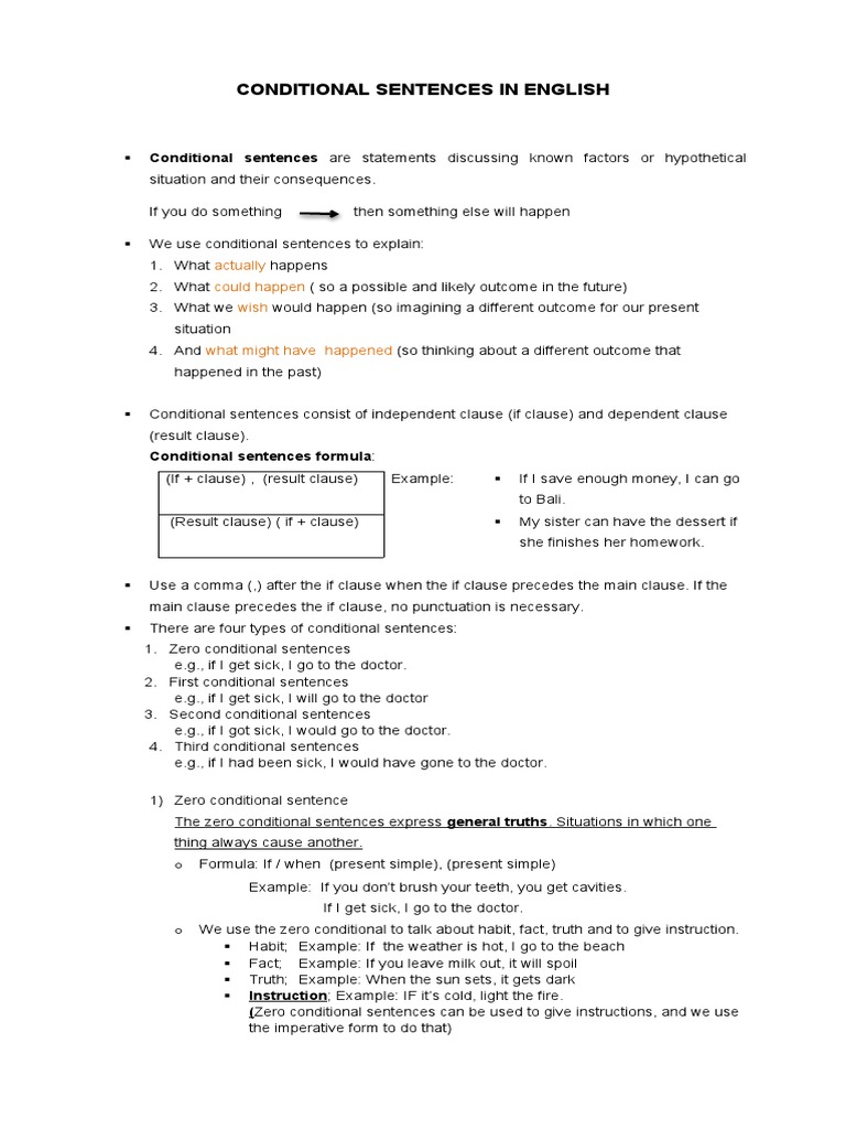 Understanding English Conditional Sentences | PDF | Linguistics ...