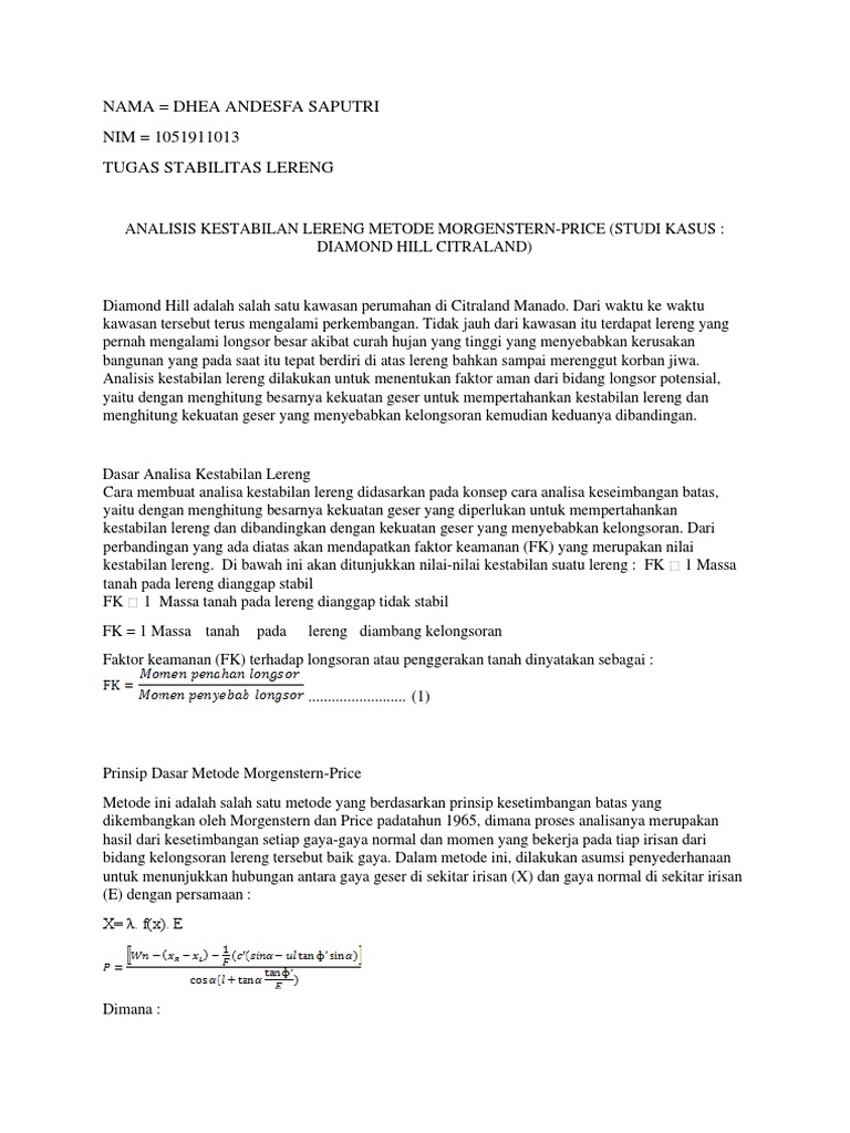 ANALISIS DAN PERBAIKAN KESTABILAN LERENG DI DIAMOND HILL CITRALAND ...