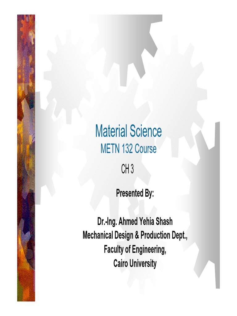 METN 132 (Material Science) Course Presentation PDF Phase (Matter