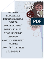 Unidad Educativa Fiscomisional "Maria Auxiliadora" Torno F.A.V. Linc - Rodrigo Angulo Angulo Marrett Vannia 3ro "B" de MCM 2022-2023