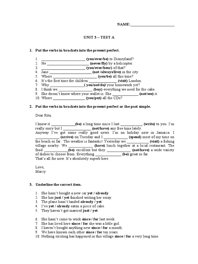 Present Perfect vs Past Simple Test | PDF