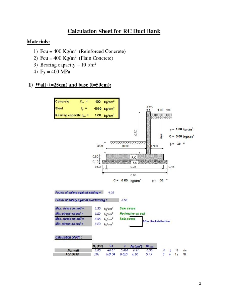 Duct Bank Concrete Calculation Sheet | PDF | Technology & Engineering