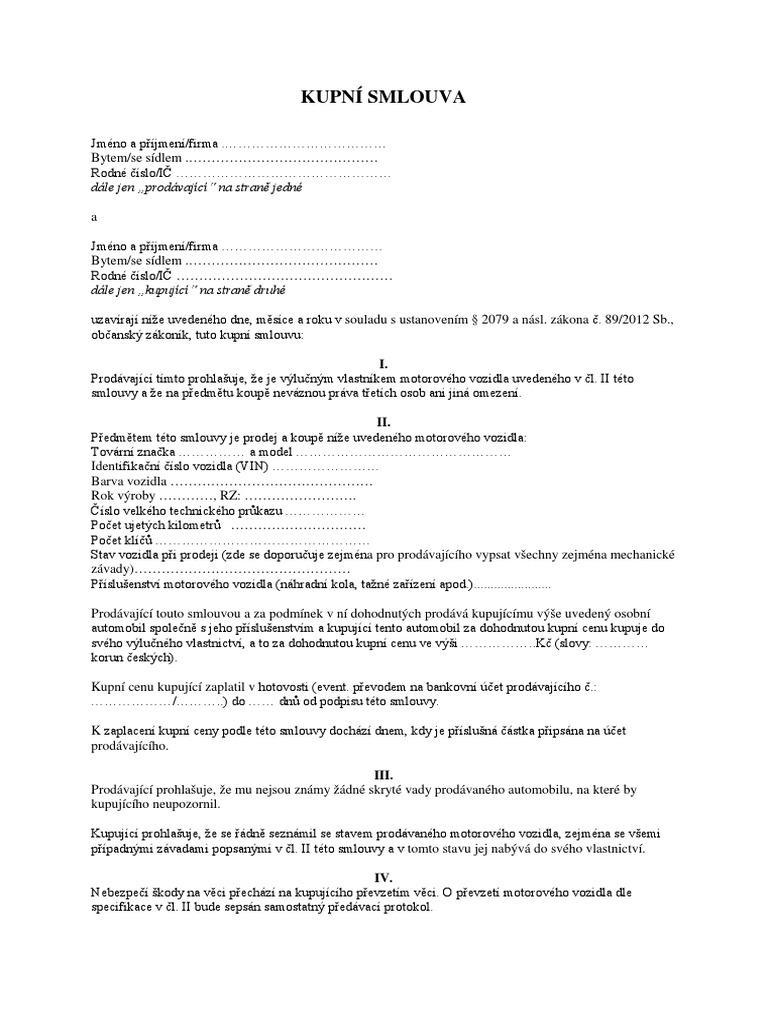 Kupnísmlouvanaautovzorvpdf PDF
