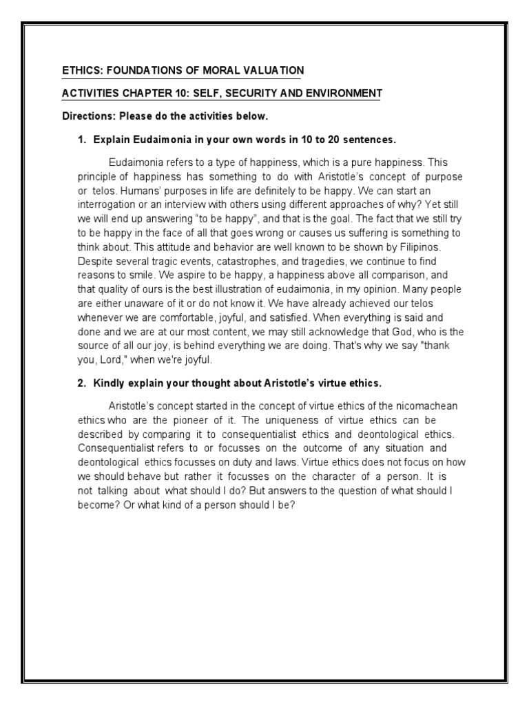 Ethics of Self and Environment | PDF | Virtue Ethics | Happiness
