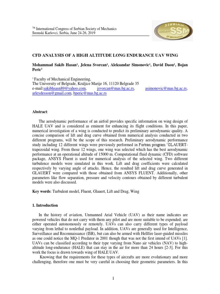 CFD Analysis of HALE UAV Wing Design | PDF | Lift (Force) | Drag (Physics)