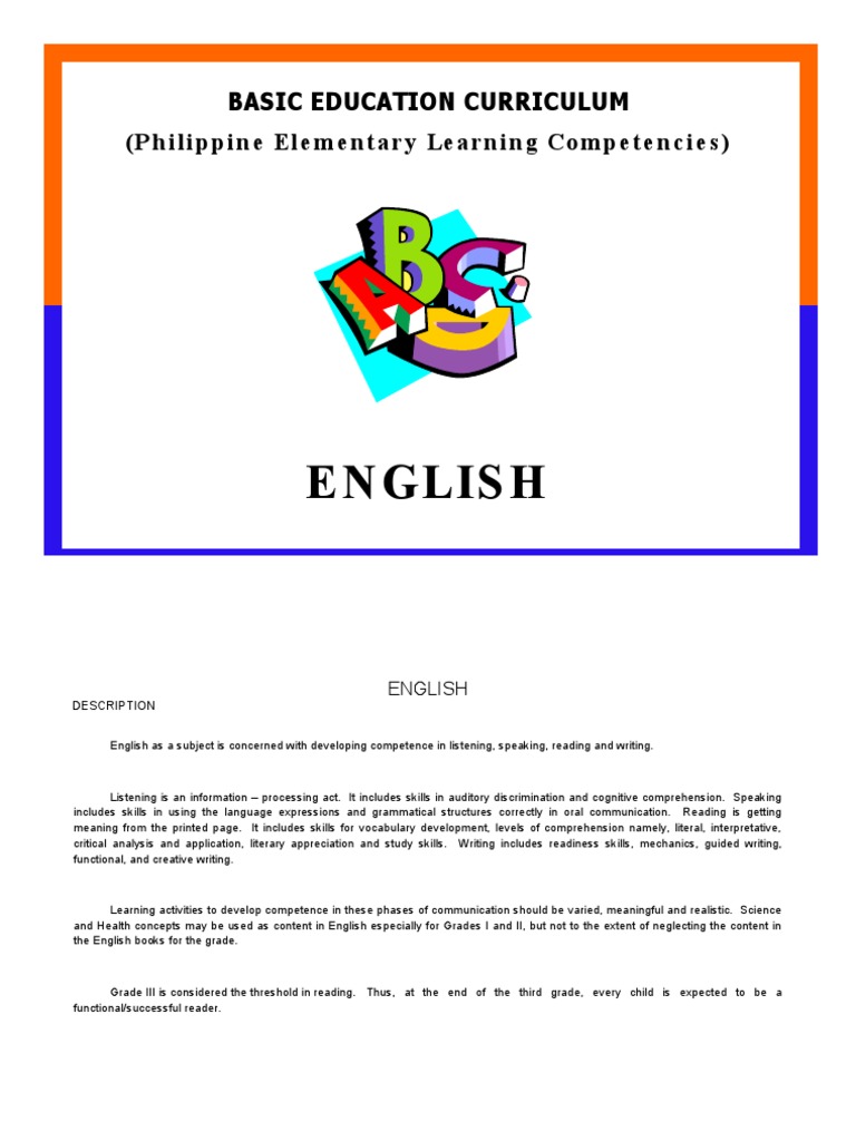 Grade 3 English Curriculum Overview | PDF | Verb | Adjective