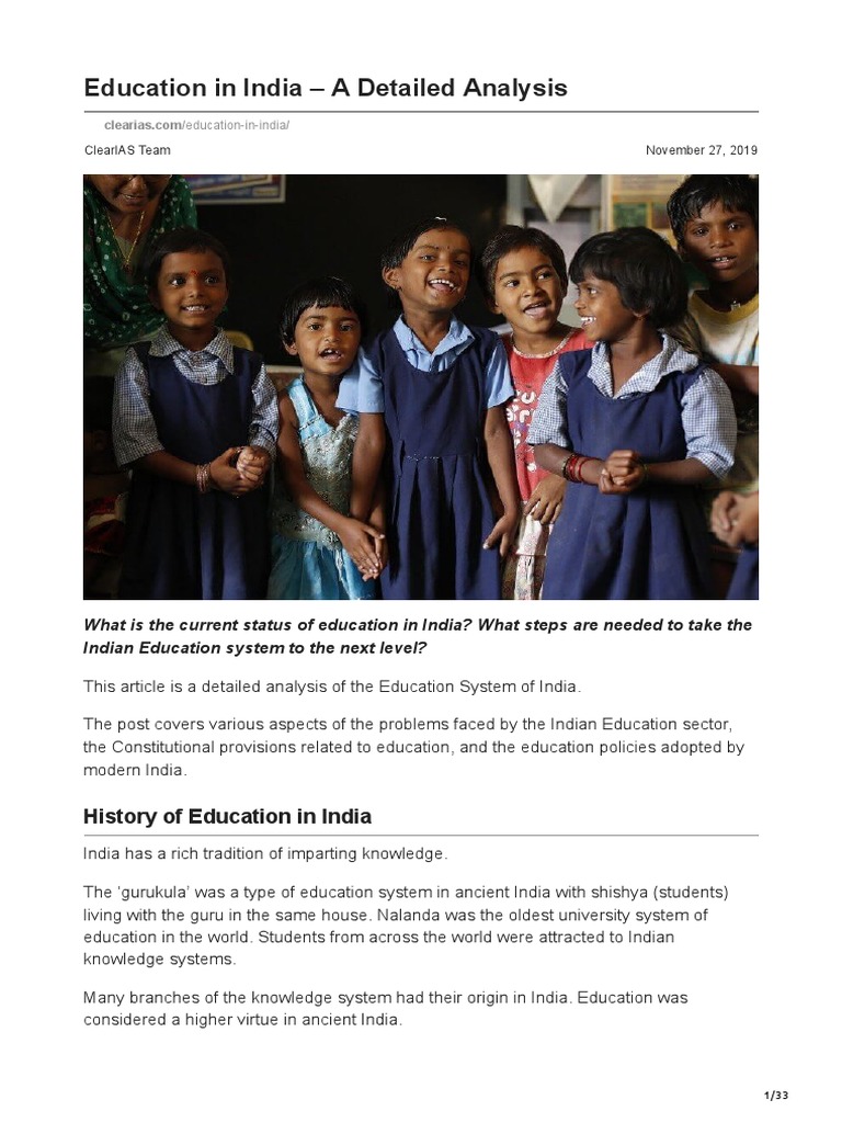 Education in India - A Detailed Analysis | PDF | Educational Technology ...