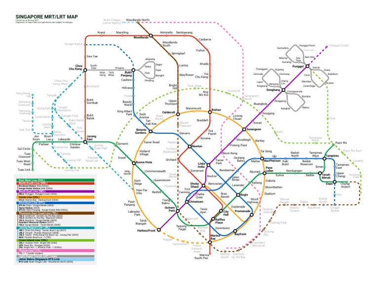 Singapore MRT/LRT System Map 2021 | PDF | Singapore | World Politics