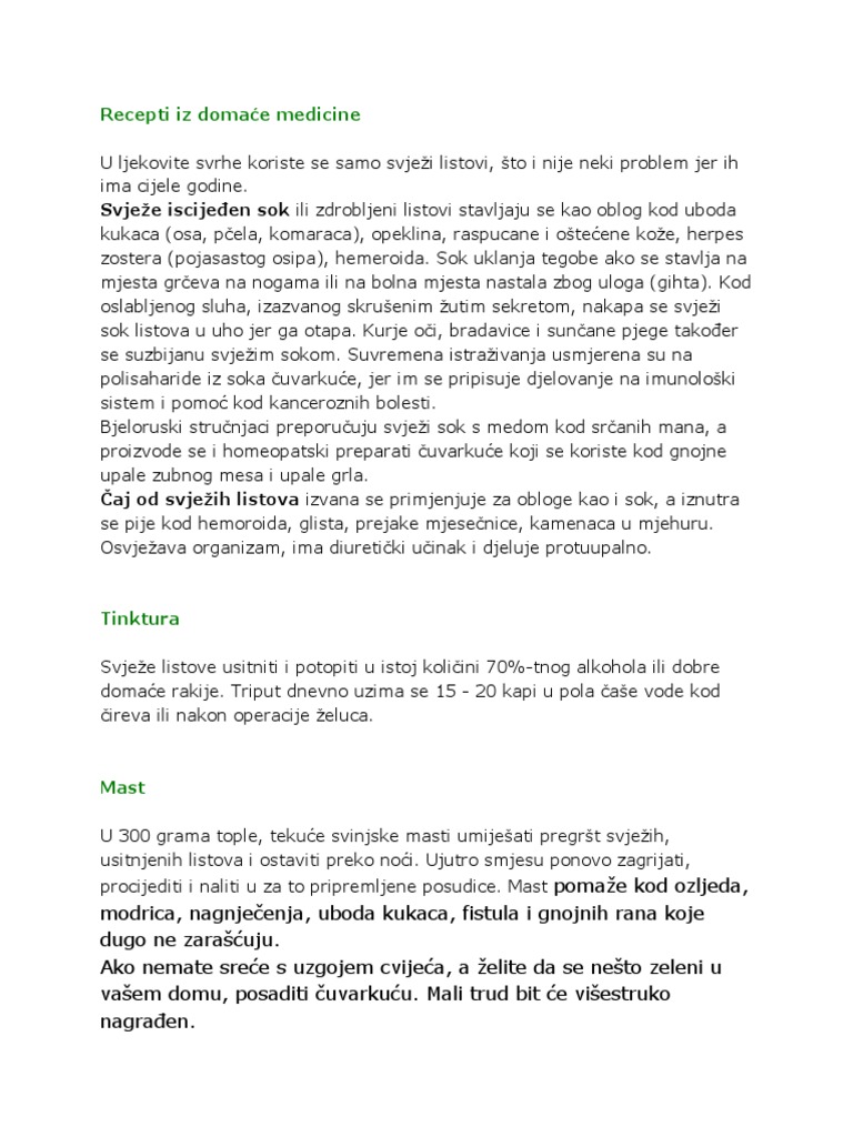 Recepti Iz Domaće Medicine | PDF