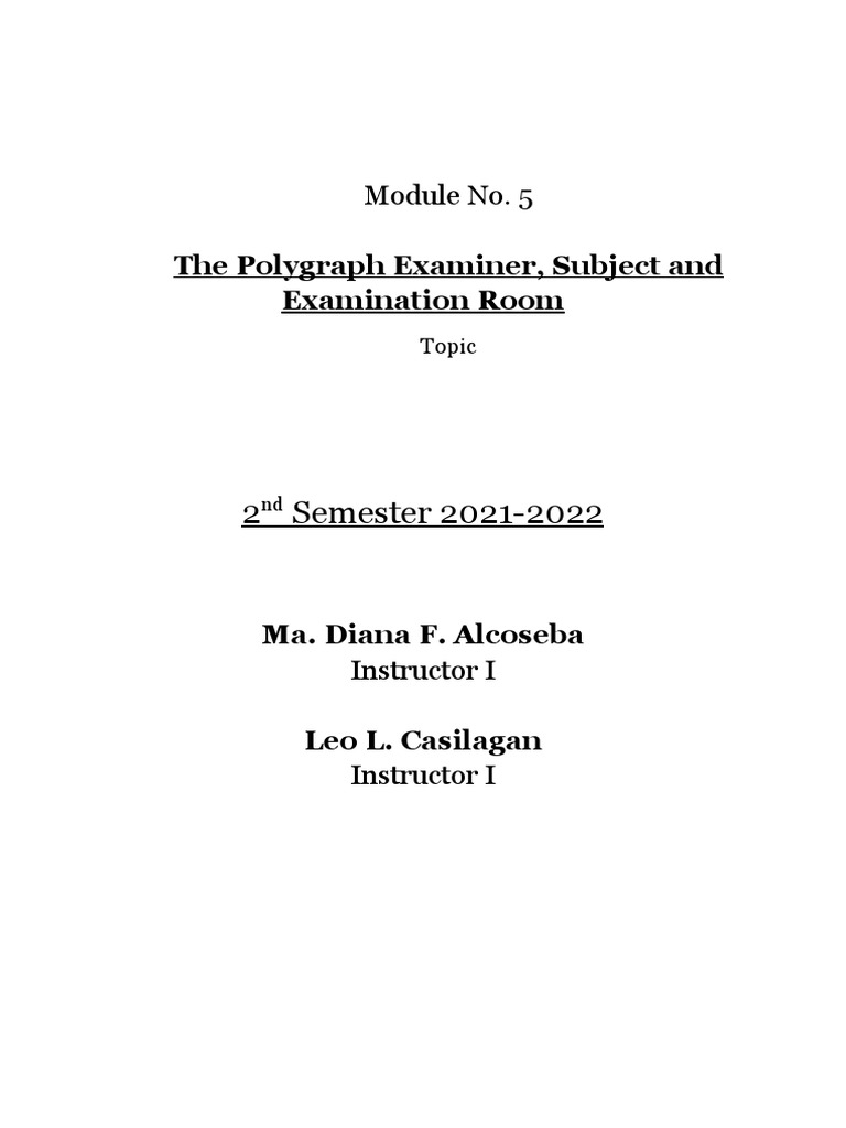 Polygraph Examination Essentials | PDF | Polygraph | Question