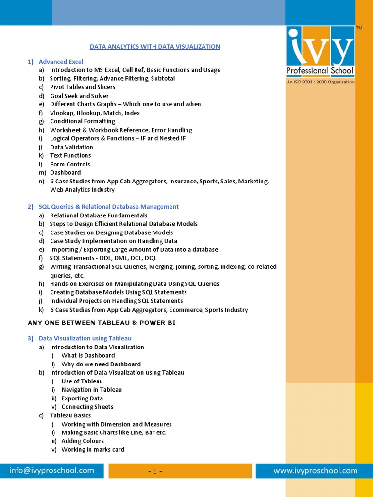 Ivy - Data Analytics and Data Visualization Certification Course | PDF ...