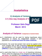 2.1) Analysis of Variance - One Way