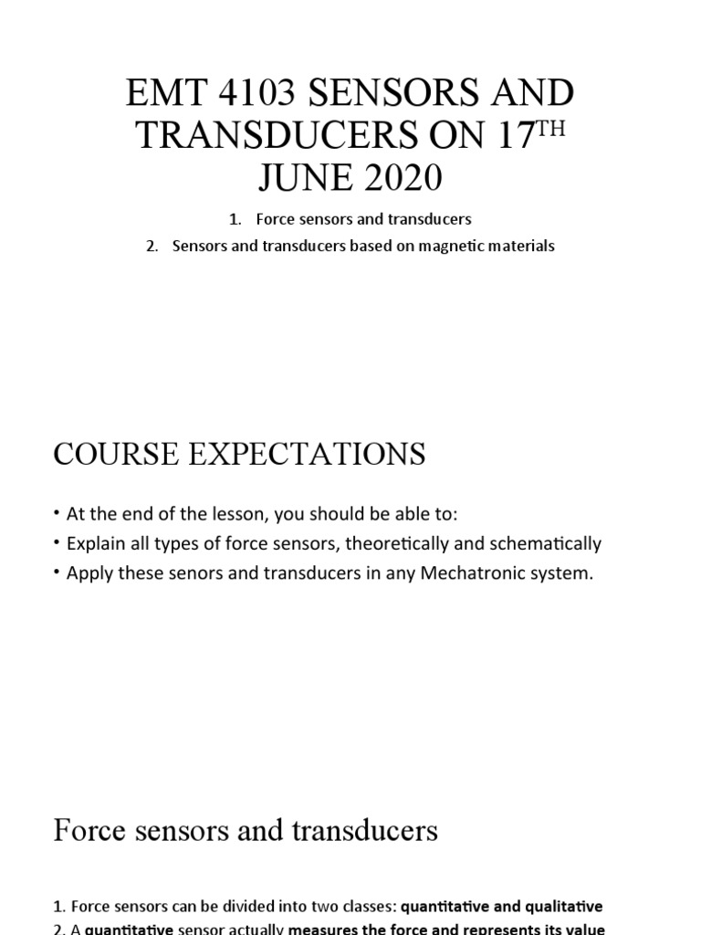 Emt 4103 Sensors and Transducers On 17th June Lesson 5 PDF