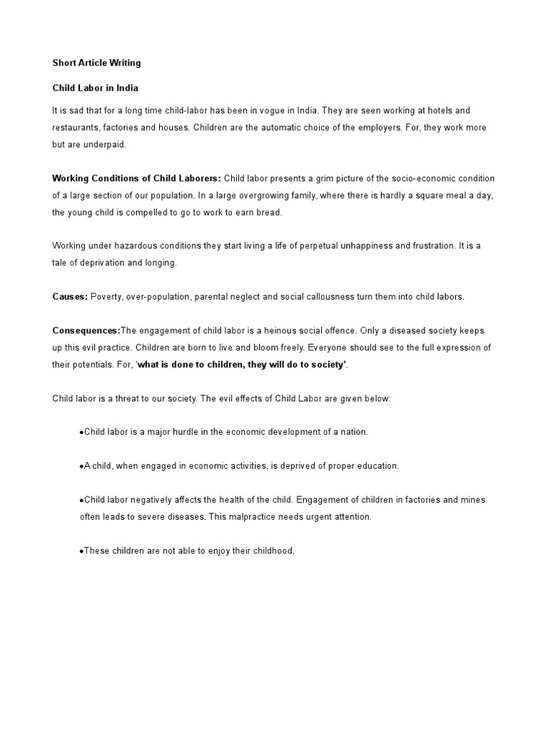 Short Article Writing Pdf
