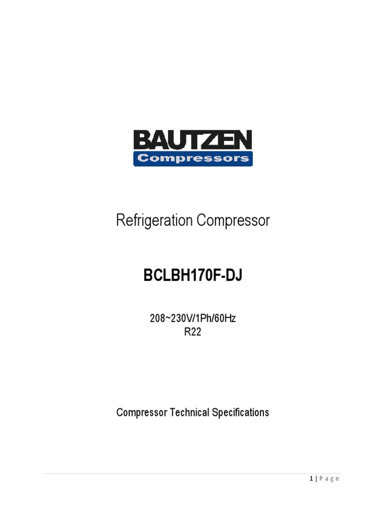BCLBH170F-DJ Compressor Specs | PDF | Electric Motor | Nature