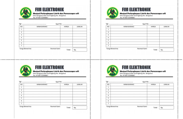 Cetak Kwitansi Toko Listrik | PDF
