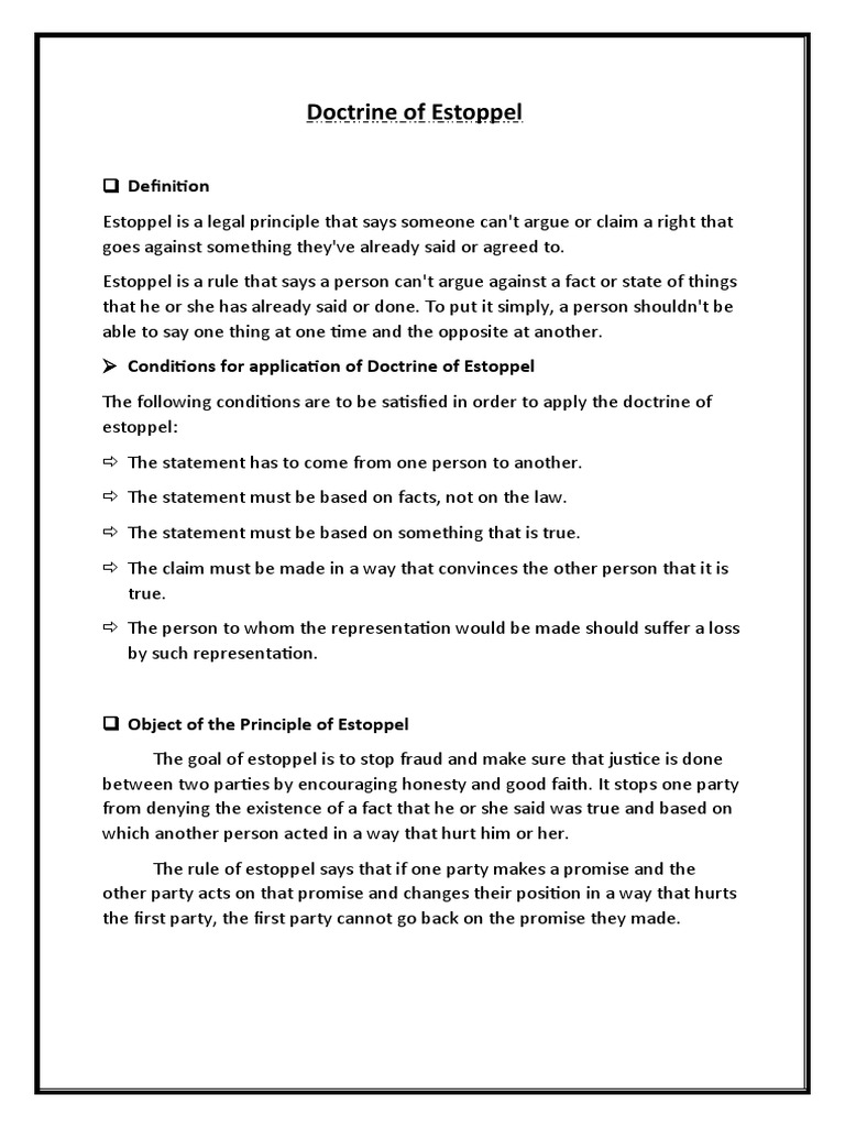 Doctrine Of Estoppel